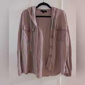 Vibe Blush Ribbed Hoodie